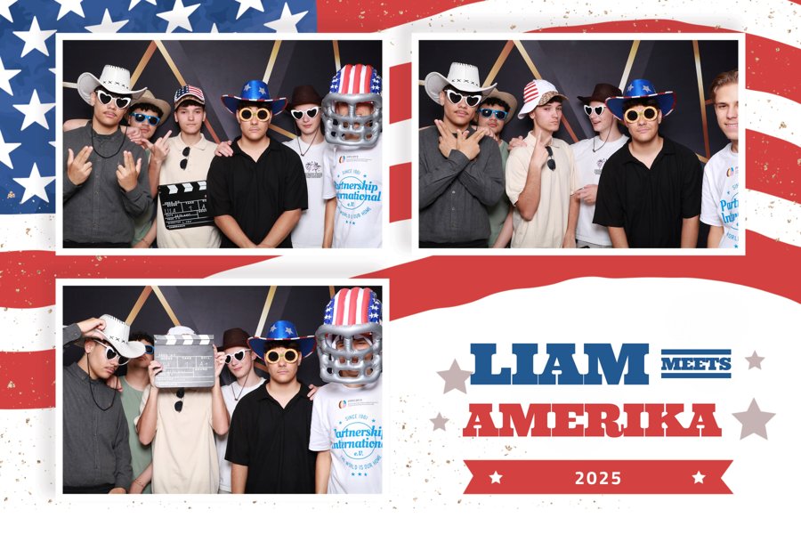 Voorbeeldafdruk 10 x 15 cm met drie foto’s en het ontwerp Liam meets Amerika